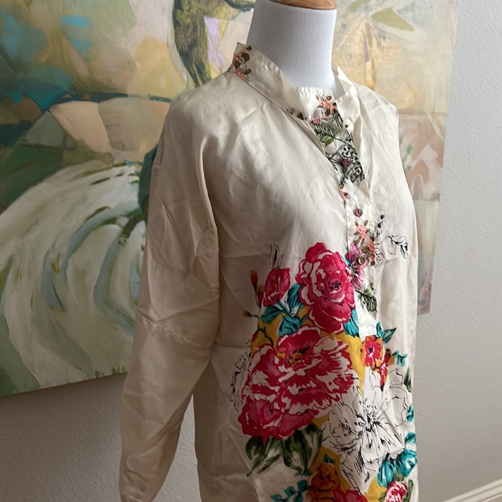 Johnny Was Silk Tunic floral cream small - Picture 9 of 16